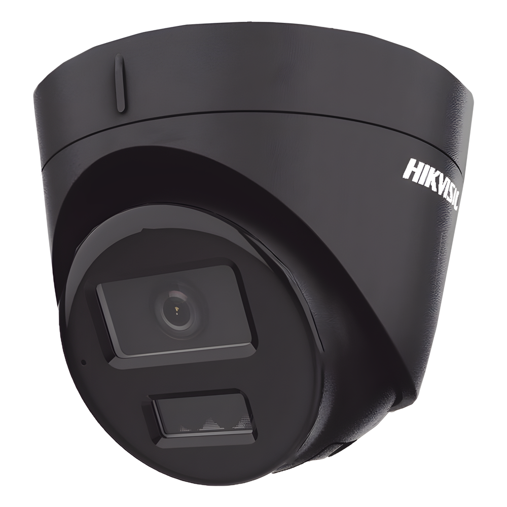 [Dual Light] Turret IP 4 Megapixel / Color Negro /  Lente 2.8 mm / 30 mts IR + 30 mts Luz Blanca / Micrófono Integrado / ACUSENSE Lite / Exterior IP67 / H.265 / PoE / ONVIF / Micro SD