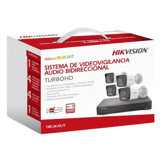 [Dual Light] Kit TurboHD 3K (5 Megapixel Real) / DVR 4 Canales / 4 Cámaras bala Dual Light / Audio bidireccional / Accesorios de Interconexión / Fuente de Poder