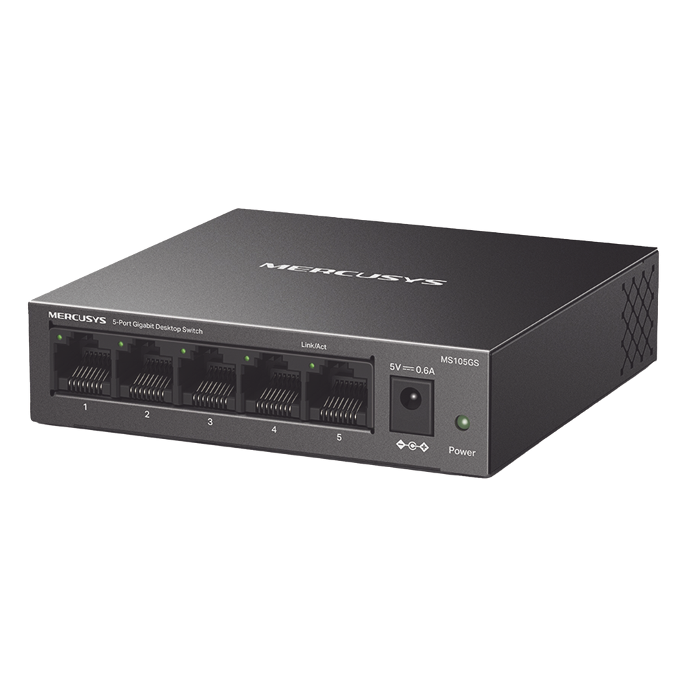 Switch NO Administrable / Para escritorio / Carcasa de metal / 5 puertos 10/100/1000 Mbps / Diseño Compacto / Plug and Play