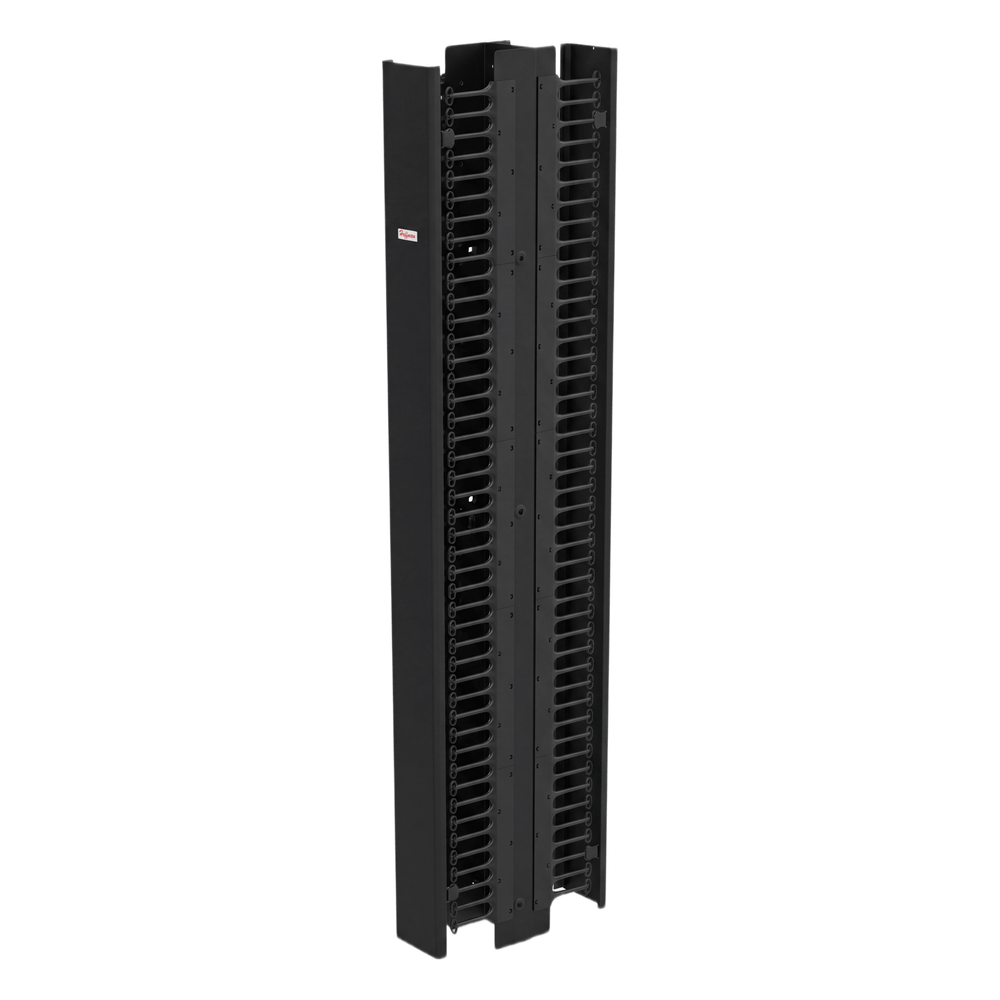 Gestor Vertical de Cableado CableTek-EC / Doble Cara / 45U / Acero 1.9 mm / 6 in Ancho / 9 in Profundidad / Negro RAL 9005 / Montaje Universal 2 y 4 Postes / Postes y Compuertas Incluidos / Cubierta Frontal Central