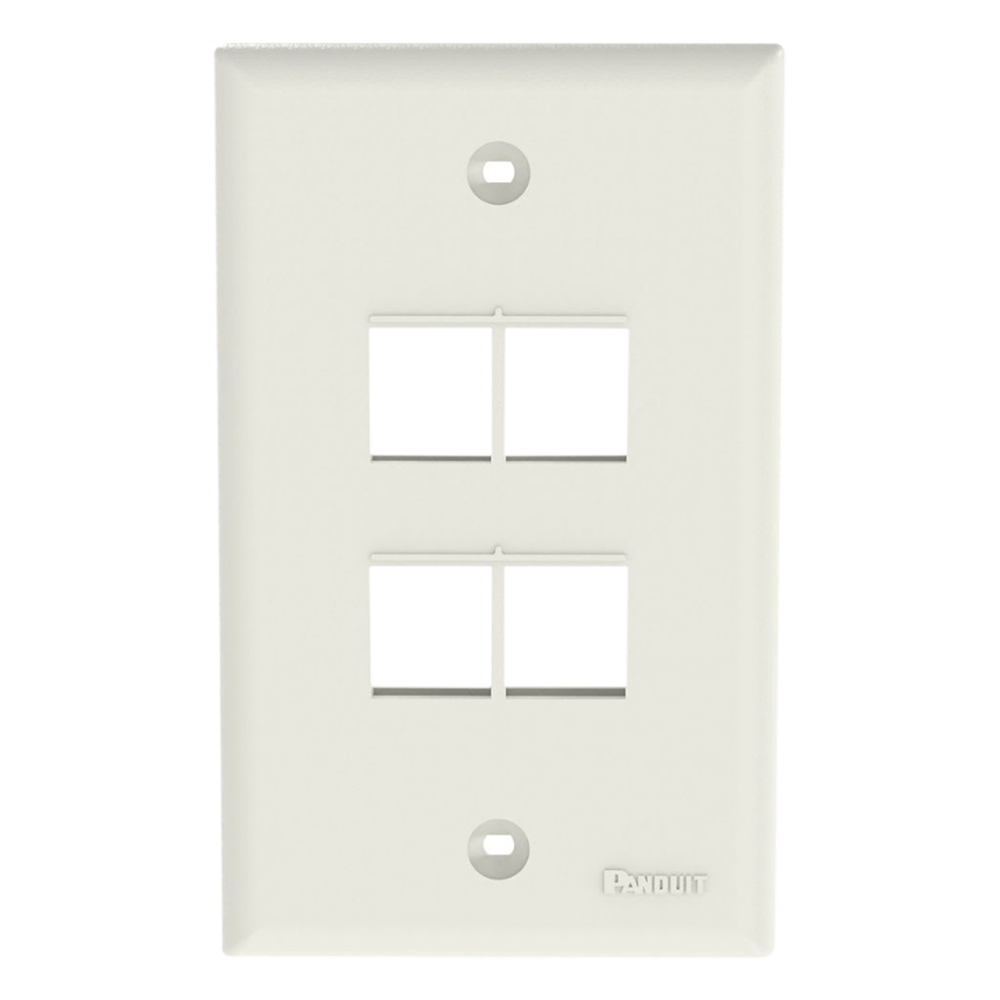 Placa de Pared Vertical, Salida Para 4 Puertos Keystone, Color Blanco Mate