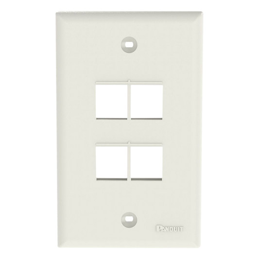 Placa de Pared Vertical, Salida Para 4 Puertos Keystone, Color Blanco Mate