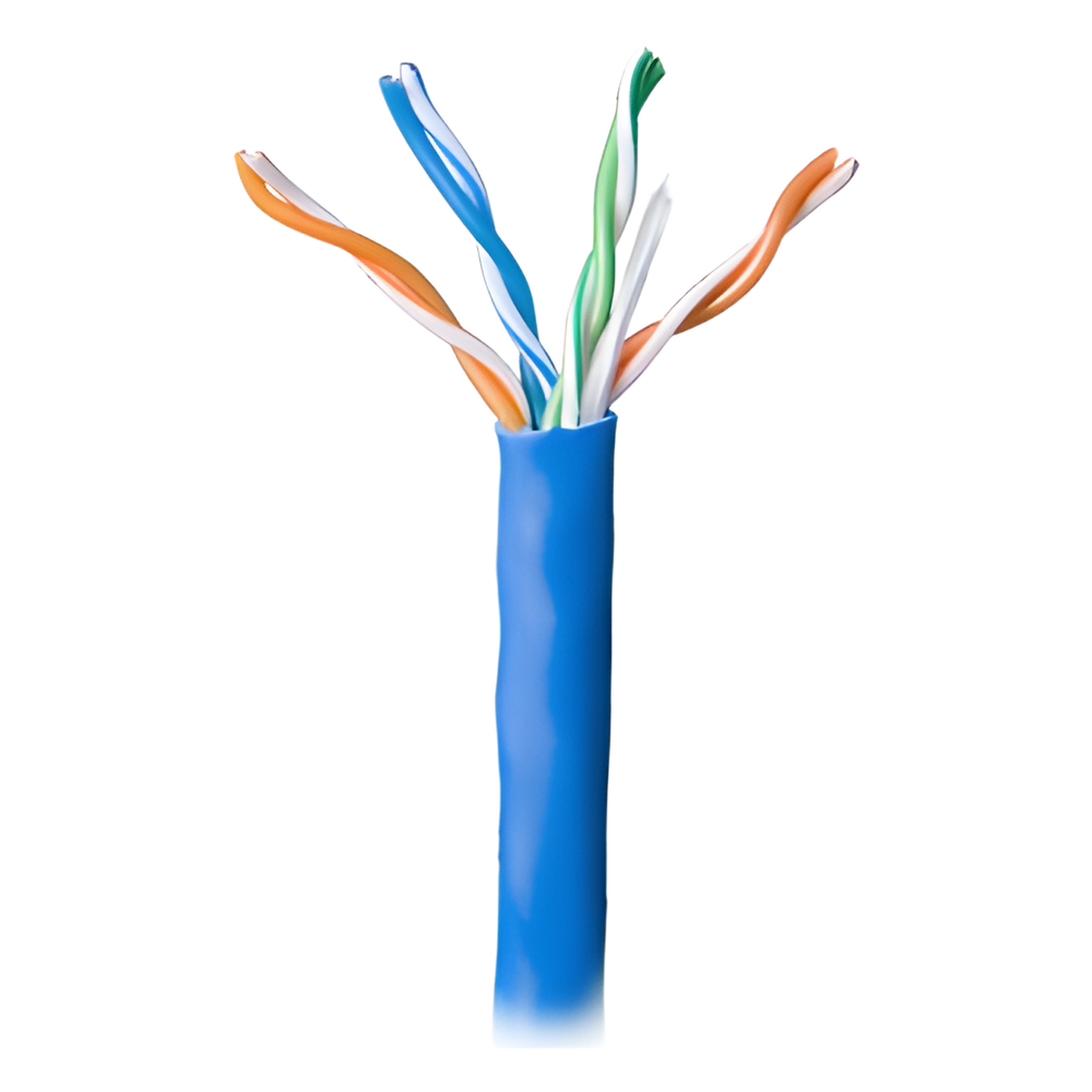 Bobina de 305 Metros (1000 Pies) Cable Par Trenzado Nivel 5 (CAT 5e) / CMR / Color Azul / 4 Pares de Conductores Sólidos de Cobre AWG 24 / Para Aplicaciones de CCTV, Redes de Datos, IP Megapixel, Control RS485