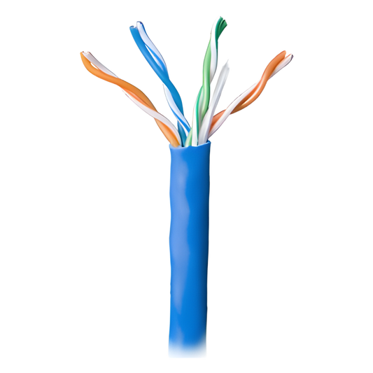 Bobina de 305 Metros (1000 Pies) Cable Par Trenzado Nivel 5 (CAT 5e) / CMR / Color Azul / 4 Pares de Conductores Sólidos de Cobre AWG 24 / Para Aplicaciones de CCTV, Redes de Datos, IP Megapixel, Control RS485