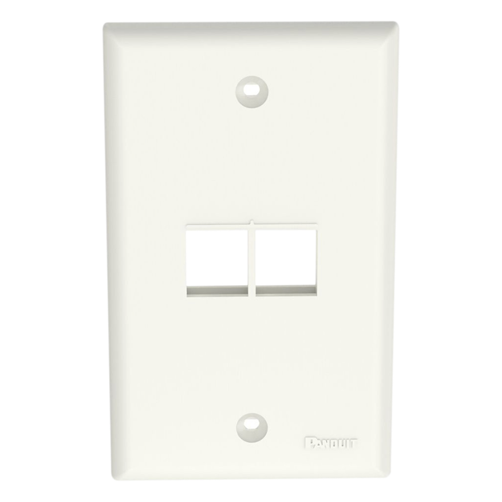 Placa de Pared Vertical, Salida Para 2 Puertos Keystone, Color Blanco Mate