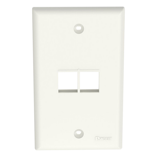 Placa de Pared Vertical, Salida Para 2 Puertos Keystone, Color Blanco Mate