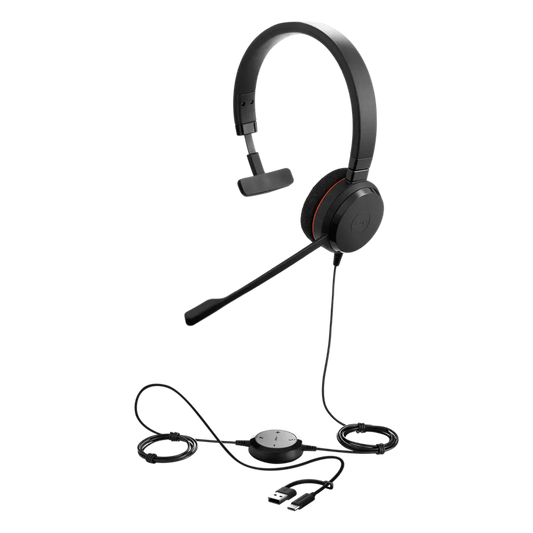 Jabra Evolve 20 Mono con Conexión USB C/A, Micrófono con Cancelación de Ruido de Ultima Generación, Configuración Plug and Play, Certificación Microsoft Teams (4993-823-169)