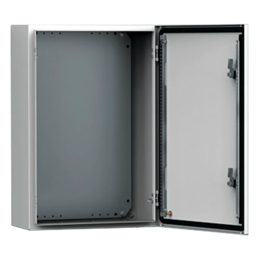 Gabinete de Uso Exterior MAS 800 x 800 x 300 mm (31.5 x 31.5 x 11.8 in) NEMA 4/12/13; IP66; IK10 de Acero Dulce 1.5 mm con Platina de Montaje Incluida Color Gris Claro