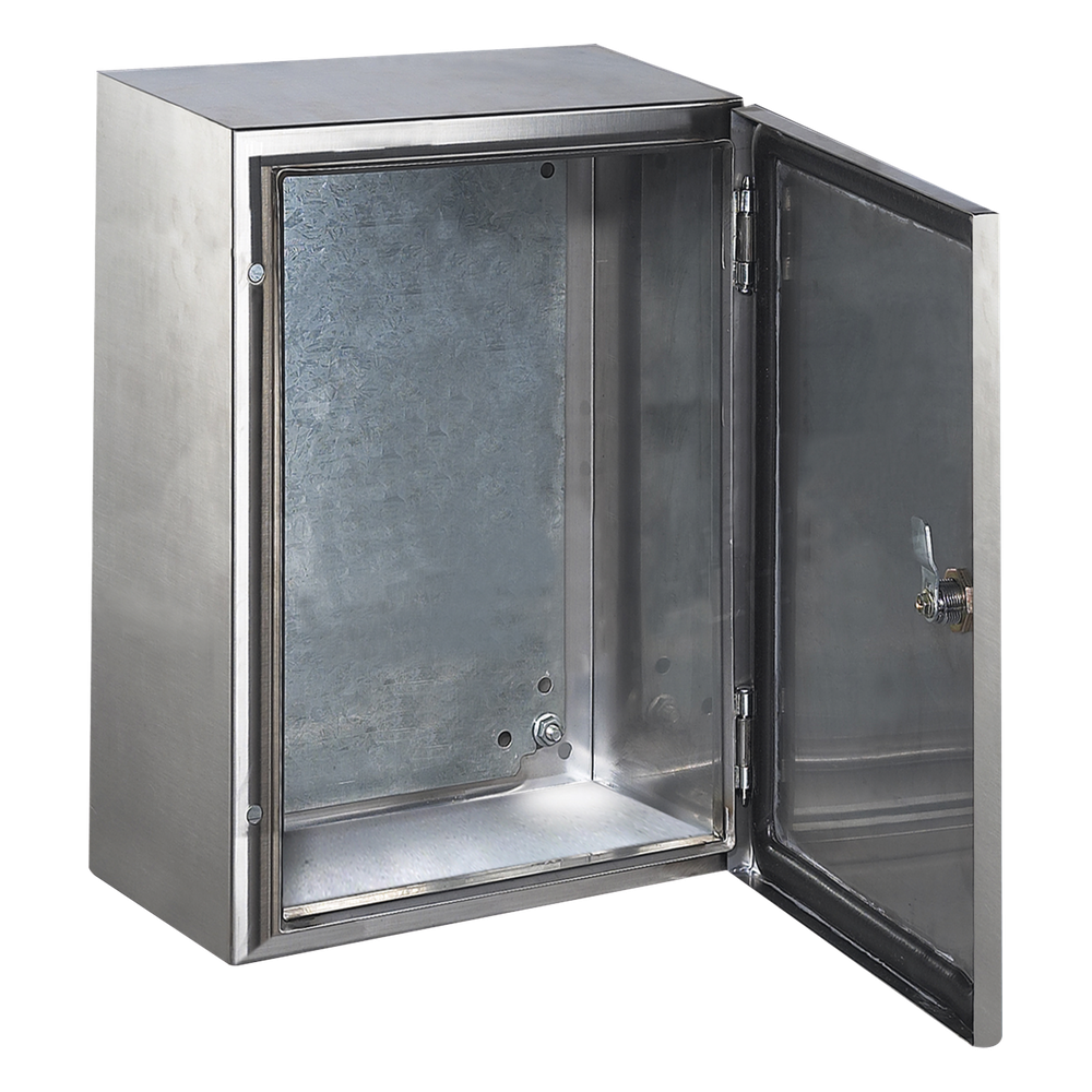 Gabinete de Acero Inoxidable IP66 Uso en Intemperie (300 x 400 x 200 mm) con Placa Interna Galvanizada.