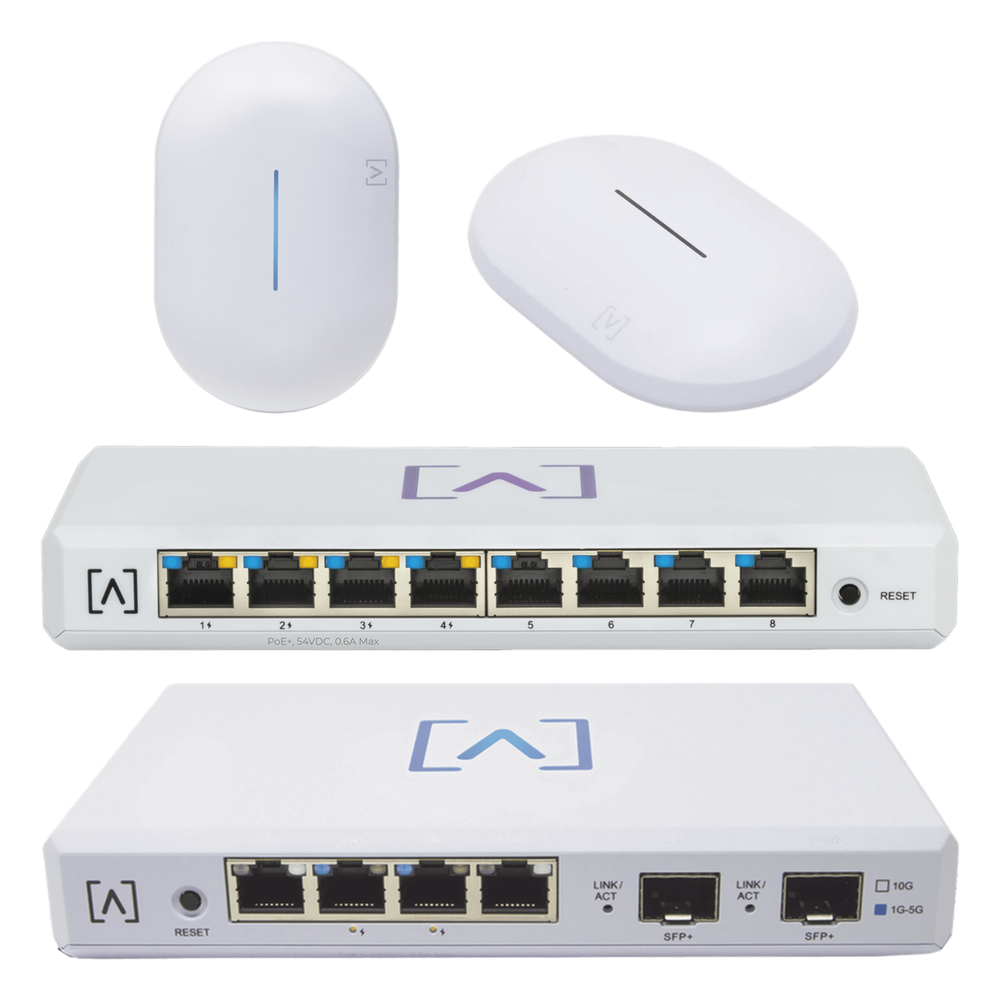 Starter KIT Alta Labs: Incluye 1 Router (Route10) / 1 Switch PoE (S8-POE) / 1 Puntos de Acceso WiFi 6 AP6 / 1 Punto de Acceso AP6-PRO / Bloqueo de Contenido / Administración en la Nube / App Gratuita / Compatible con la plataforma Purple
