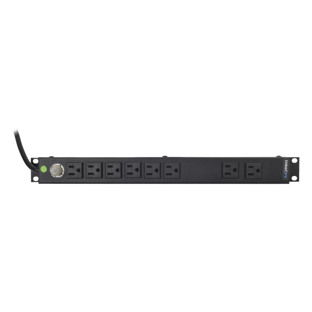Multicontacto Horizontal (PDU) de 8 Contactos (NEMA 5-15R) Rack 19" 1UR. Voltaje Entrada/Salida: 120Vca/15A