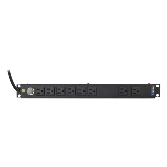 Multicontacto Horizontal (PDU) de 8 Contactos (NEMA 5-15R) Rack 19" 1UR. Voltaje Entrada/Salida: 120Vca/15A