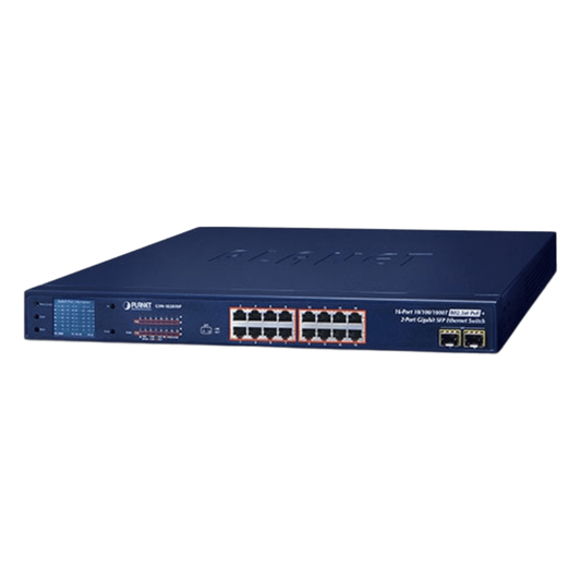 Switch No Administrable PoE+ Extender, Aislamiento VLAN de 16 Puertos Gigabit +, 2 Combo TP/SFP y Pantalla