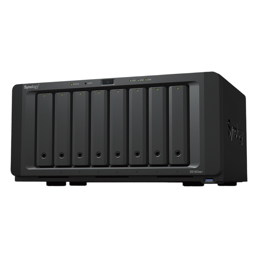 Servidor de Almacenamiento NAS Synology DiskStation DS1823xs+ | 8 Bahías | 144 TB Bruto | Expansión hasta 324 TB | 10GbE | RAID F1,0,1,5,6,10 | Caché SSD.