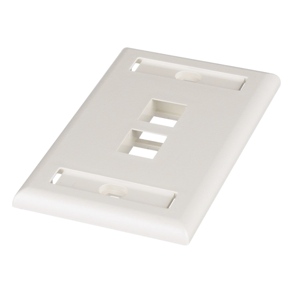 Placa de Pared Vertical, Salida Para 2 Puertos Keystone, Con Espacios Para Etiquetas, Color Blanco Mate