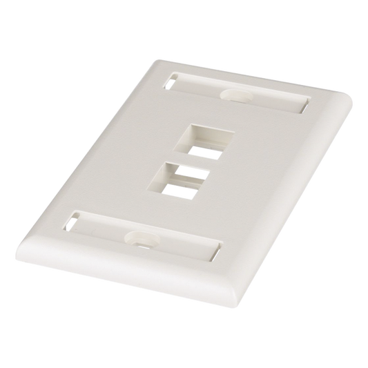 Placa de Pared Vertical, Salida Para 2 Puertos Keystone, Con Espacios Para Etiquetas, Color Blanco Mate