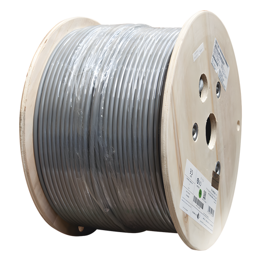 Bobina de Cable Blindado F/UTP de 4 Pares, Z-MAX, Cat6A, Soporte de Aplicaciones 10GBase-T, CM, Color Gris, 305 Metros (1000 Pies)