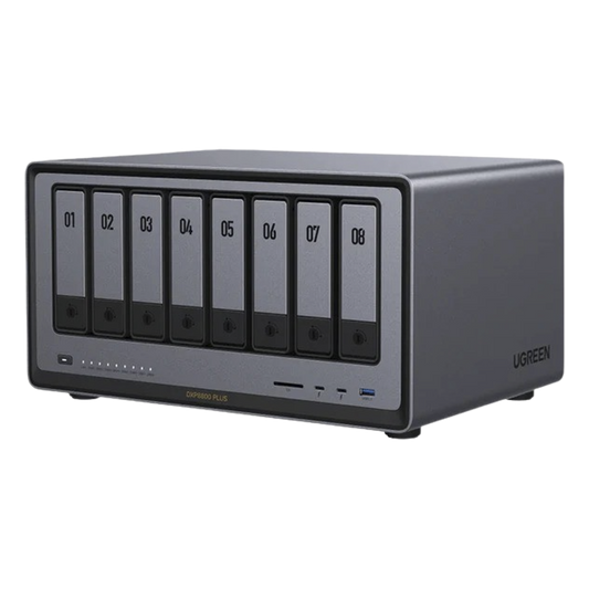 NAS UGREEN NASync DXP8800 Plus / Intel Core i5-1235U 10 Núcleos / 8 Bahías SATA + 2 M.2 NVMe / 2 Puertos 10GbE / Thunderbolt 4 / HDMI 8K / DDR5 Expandible 64GB / PCIe 4.0 x4