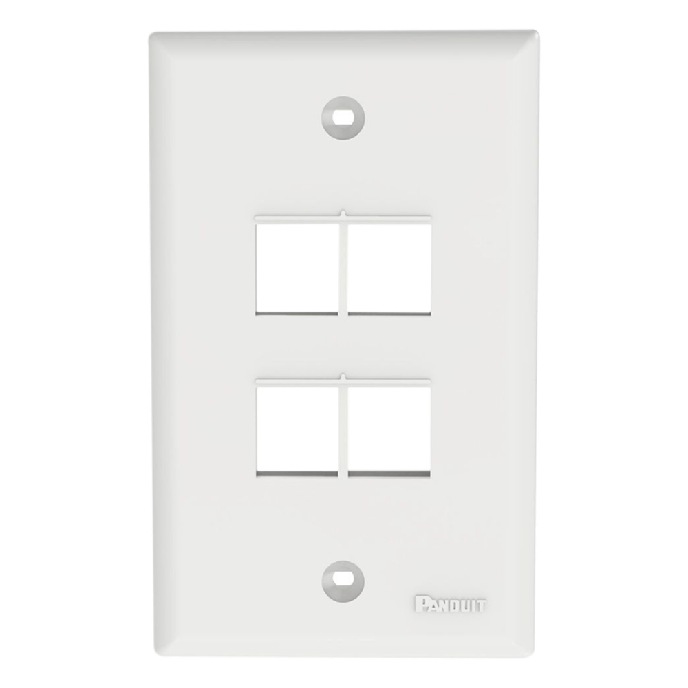 Placa de Pared Vertical, Salida Para 4 Puertos Keystone, Color Blanco