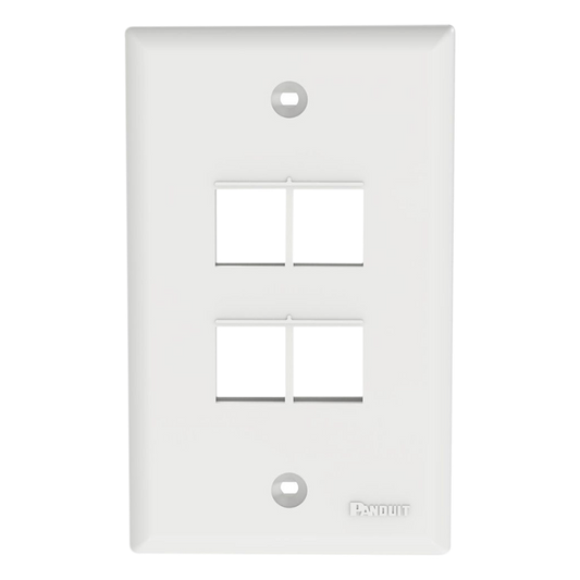 Placa de Pared Vertical, Salida Para 4 Puertos Keystone, Color Blanco