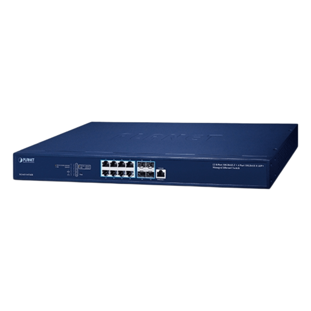 Switch Administrable Capa 3 10Gbps+ / 8 Puertos 100/1G/2.5G/5G/10GBASE-T RJ45 / 4 Puertos 10GBASE-X SFP+ / Enrutamiento Estático IPv4/IPv6 / 240Gbps Switch Fabric / Seguridad de Nivel Empresarial / Soporte Completo IPv6
