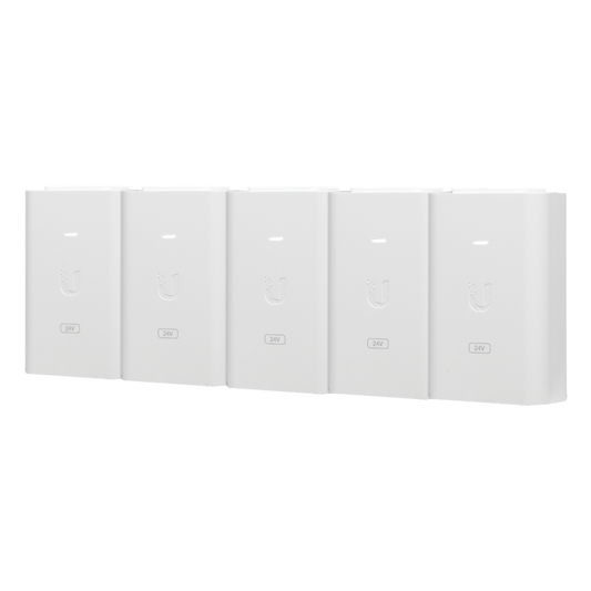 5 Unidades del Adaptador PoE Ubiquiti de 24 VDC, 1.0 A con puerto Gigabit, color blanco