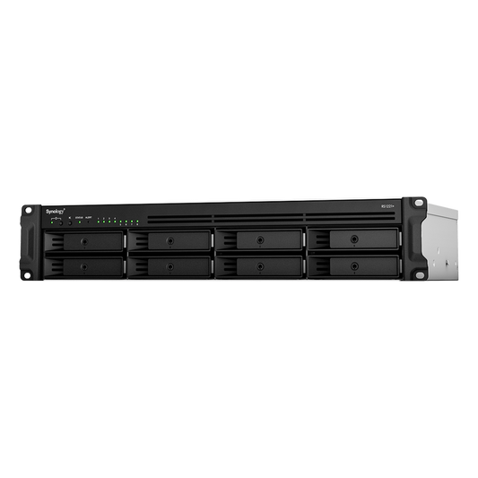 Servidor de Almacenamiento en Red RackStation RS1221+ | 8 Bahías | Expansión a 12 Bahías | CPU AMD Ryzen V1500B | 4 GB DDR4 ECC | RAID Soportado | 10/25GbE | Synology High Availability | Protección de Datos Integral.