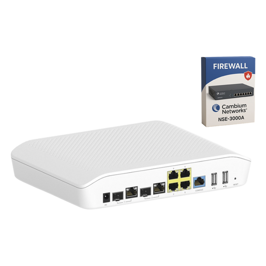 Kit Router/Firewall con licencia incluida NSE-SUB-3000-3 / función SD-WAN NSE3000 / 2 puertos WAN Gigabit + 2 SFP combo / 4 puertos LAN Gigabit / Gestión Unificada de Amenazadas / Administración desde la Nube / Hasta 1,000 dispositivo