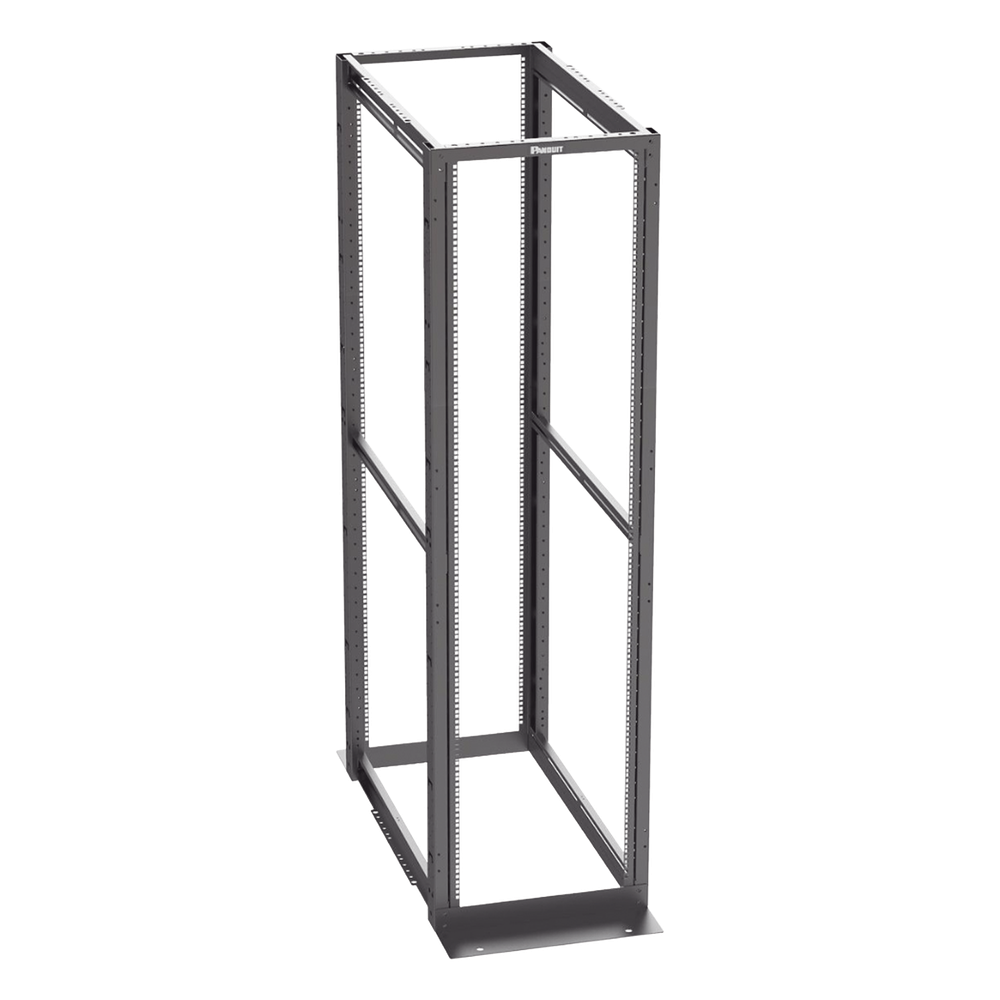 Rack de Cuatro Postes Estándar de 19", Rieles Con Orificio Para Tuerca Enjaulada, Profundidad Máxima de 41.5 in, 45 Unidades de Rack, Color Negro