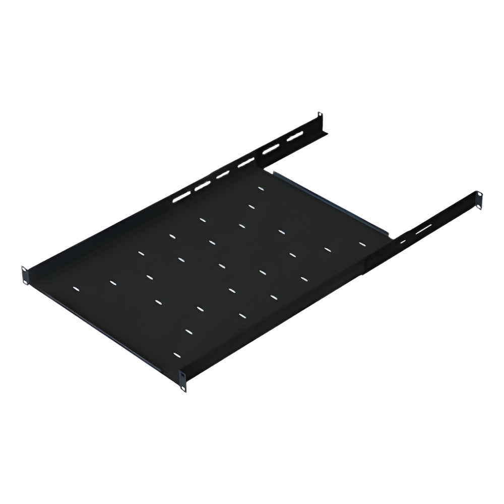 Charola Ajustable para Rack de 19" de 4 postes de 1 Unidad de Espacio. Profundidad de 633 a 816 mm