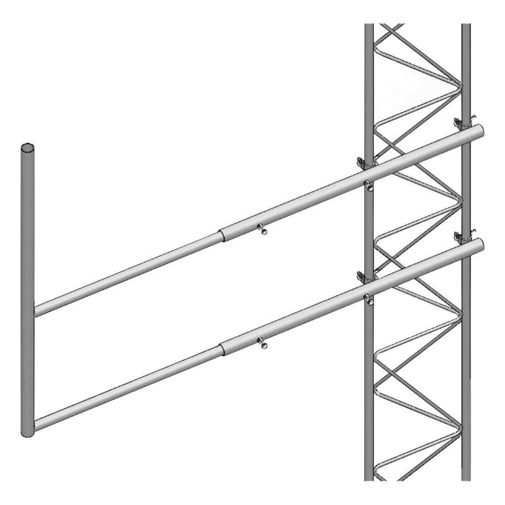 Brazo tipo "F" para tramos STZ-30G, galvanizado por inmersión en caliente.