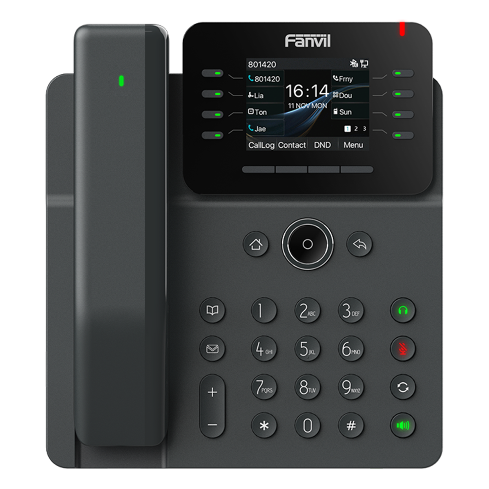Teléfono IP / Handset Inalámbrico Bluetooth / 12 Líneas SIP / Pantalla IPS Táctil 2.8" HD / Conferencia 6 Vías / Puertos Gigabit / PoE 802.3af / OpenVPN / Hot Desking