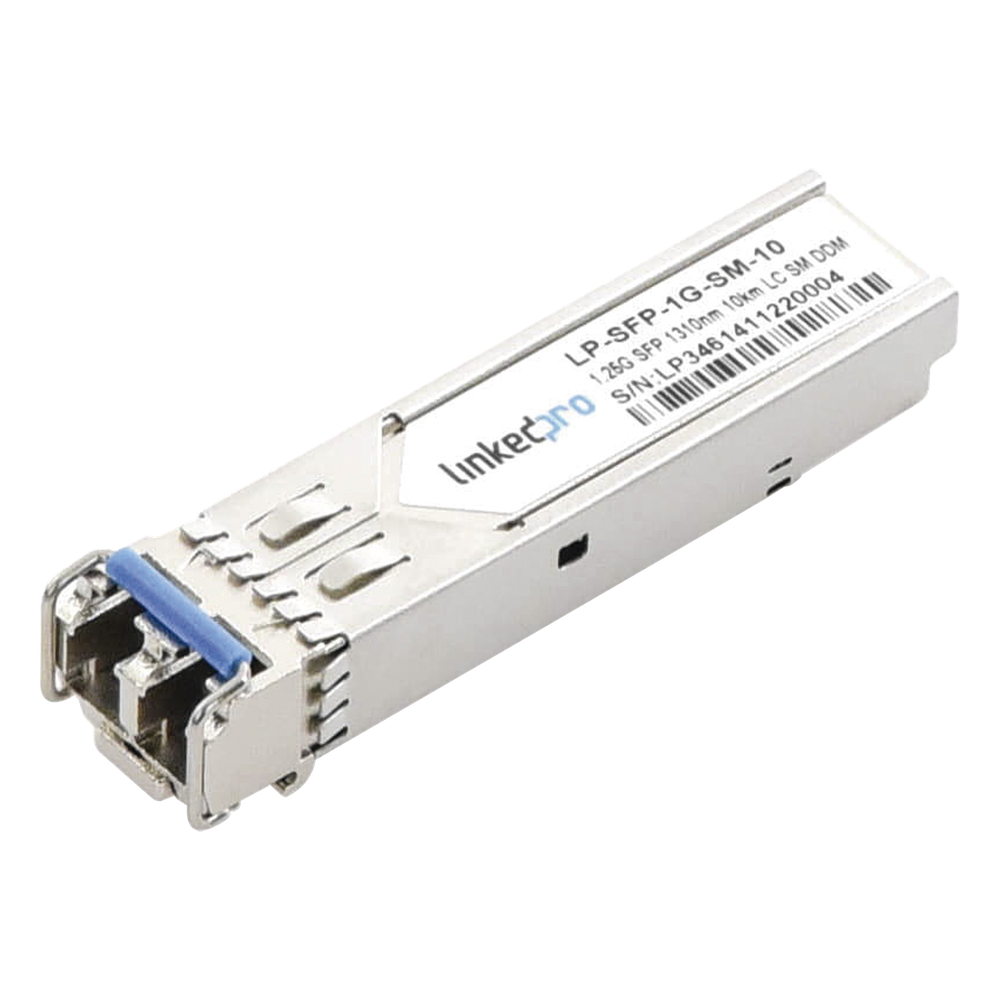 Transceptor Óptico SFP (Mini-Gbic) / Monomodo 1310 nm / 1.25 Gbps / 1000BASE-LX / Conectores LC/UPC Dúplex / DDM / Hasta 10 km