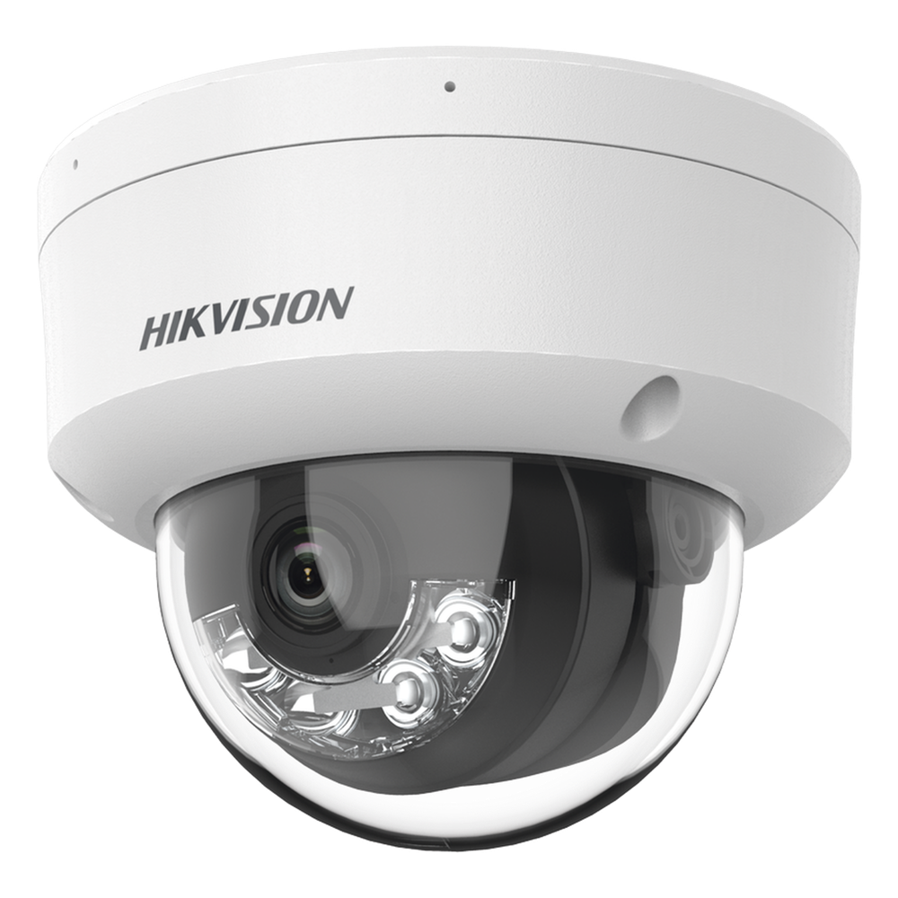 Domo IP 4 Megapixel / Lente 2.8 mm / Dual Light (30 mts IR + 30 mts Luz Blanca) / Micrófono Integrado / Antivandálico IK08 / Motion Detection 2.0 / Exterior IP67 / H.265 / PoE / ONVIF / Micro SD