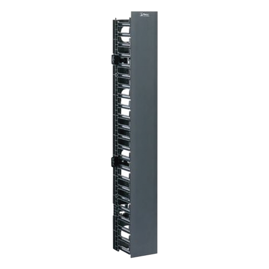 Organizador Vertical NetRunner, Sencillo (Solo Frontal), Para Rack Abierto de 45 Unidades, 4.9in de Ancho, Color Negro