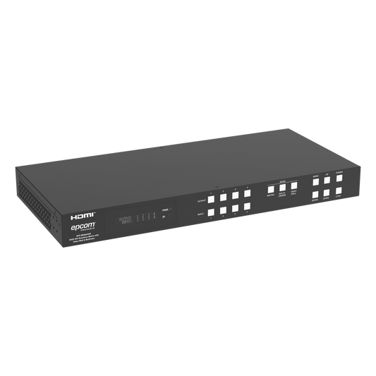 Switch de Video Matrix 4x4 HDMI 2.0 | 18Gbps Ancho de Banda | 4K2K@60Hz Resolución | 4 Entradas 4 Salidas HDMI | Audio LPCM y Dolby Digital | Control TCP-IP y RS-232 | Conectores Phoenix para Audio | Metal Enclosure