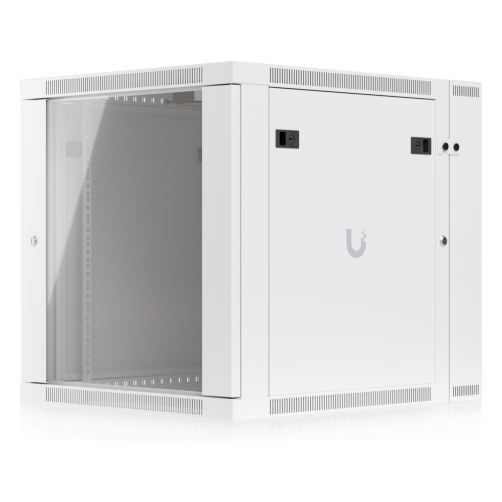 UACC Rack Cabinet 12U (600 x 703 mm) - Gabinete Cerrado para Montaje en Pared con Puerta Frontal de Vidrio Templado, Puerta Trasera Abatible (Swing-Out) y Paneles Laterales Removibles con Llave