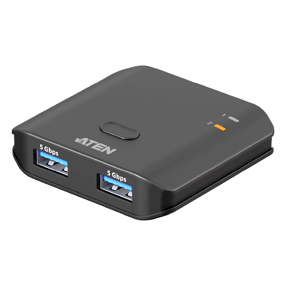 Switch USB 3.2 Gen 1 Essentials | 2 Puertos USB Tipo-A | 2 Computadoras | 5 Gbps | InstaSync | Botón Físico | Diseño Compacto | Plug-and-Play