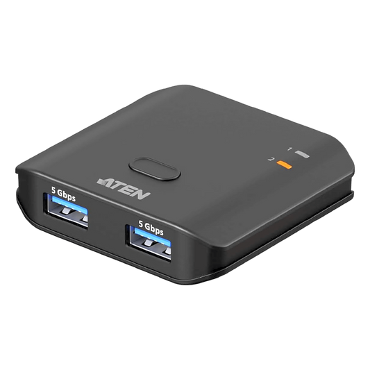 Switch USB 3.2 Gen 1 Essentials | 2 Puertos USB Tipo-A | 2 Computadoras | 5 Gbps | InstaSync | Botón Físico | Diseño Compacto | Plug-and-Play