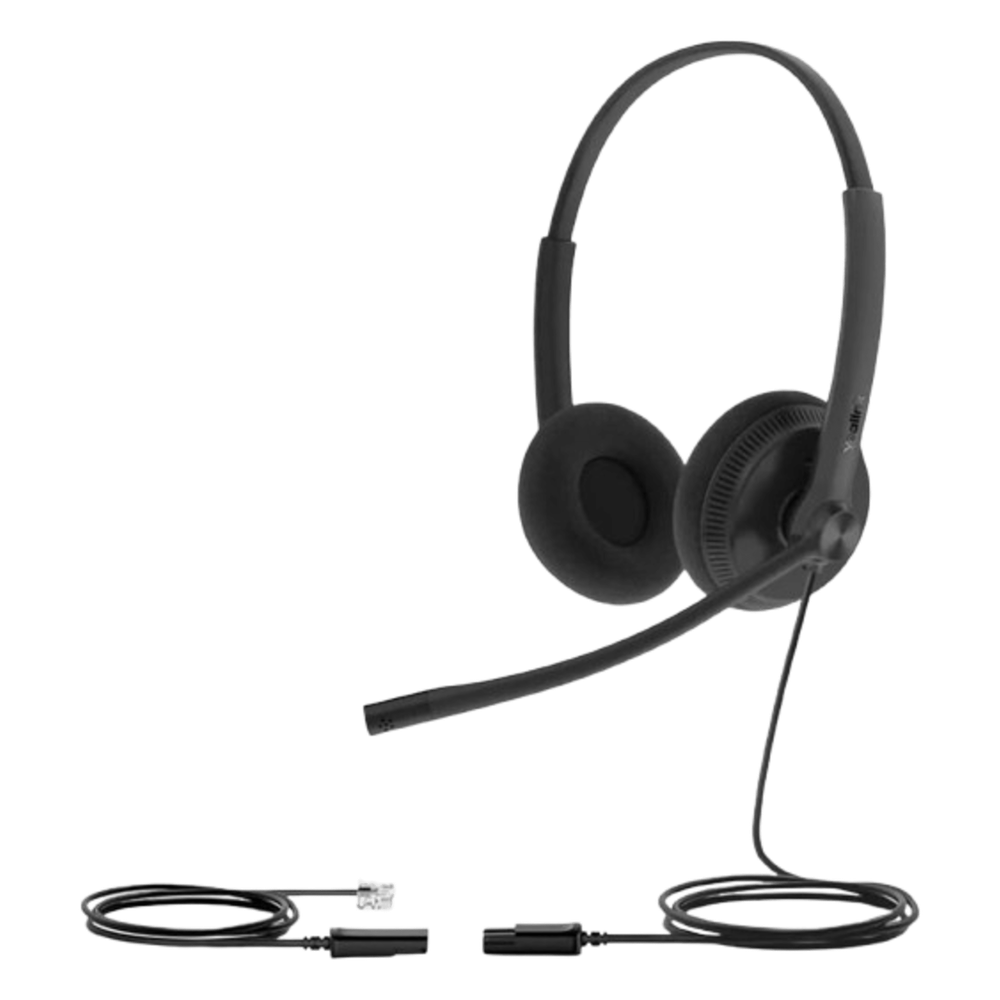 Diadema Alámbrica YHS34 Dual de Yealink QD a RJ9 con Almohadillas de Esponja