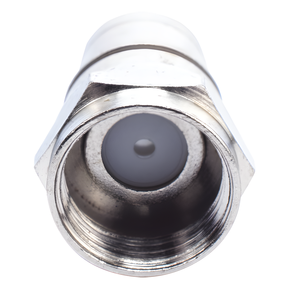 Conector F Macho Plegable, Con PIN para Cable RG-59, Cuerpo de Bronce Niquelado.