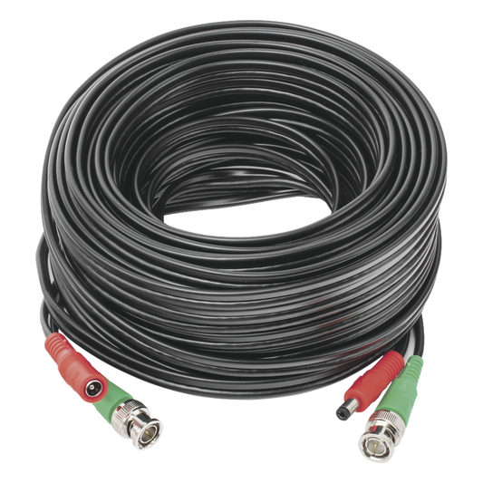 Cable Coaxial (BNC RG59) + Alimentación / SIAMES / 20 Metros (65.62 Pies) / Aleación Cobre + Aluminio CCA / Para Cámaras 4K / Uso Interior y Exterior