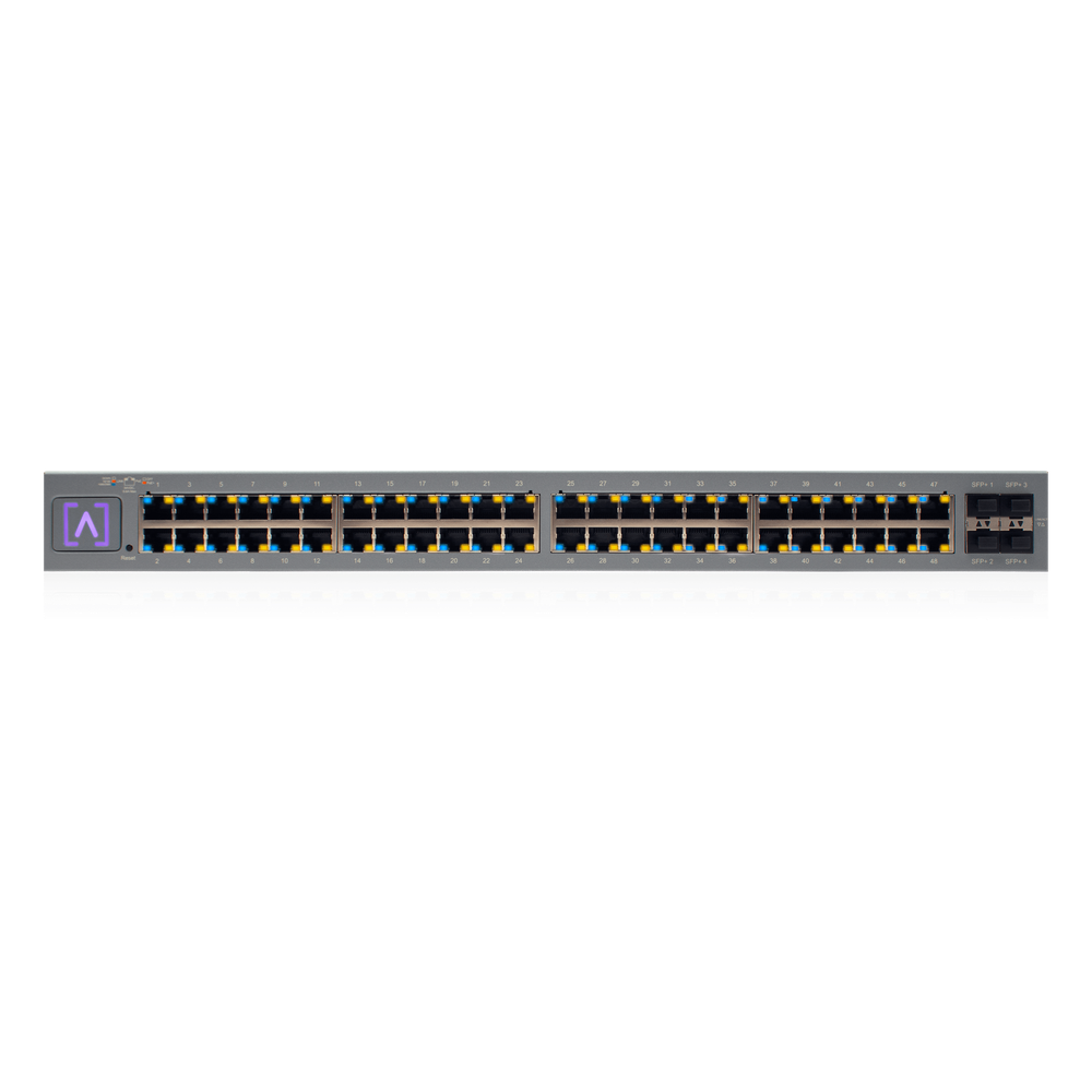 Switch Administrado 48 Puertos PoE+ / 740W PoE Budget / 16 Puertos 2.5 Gbps + 32 Puertos 1 Gbps / 4 Puertos SFP+ 10 Gbps / Bluetooth Setup / Cloud Management / VLAN Stacking / Rackmontable