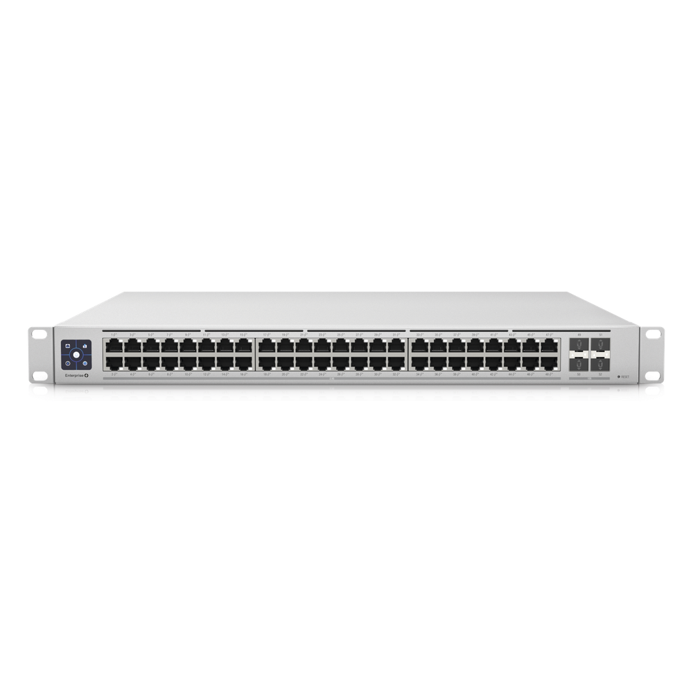 UniFi Switch Enterprise administrable capa 3, 48 puertos 2.5GbE RJ45 POE+, 4 puertos 10G SFP+, 720W, con pantalla táctil de 1.3"