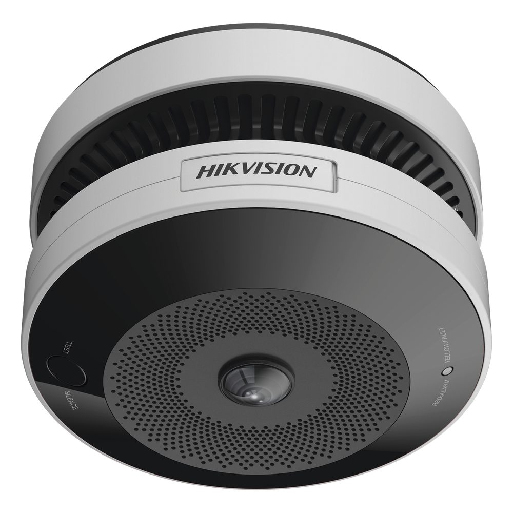(HikFire) Mini Fisheye IP 4 Megapixel con Detector de Humo Puntual  / Autónomo / Entrada y Salida de Alarma / 15 mts IR / PoE / WDR 120 dB / Alarma de 85 dB / MicroSD 128GB / Compatible con Hik-Connect