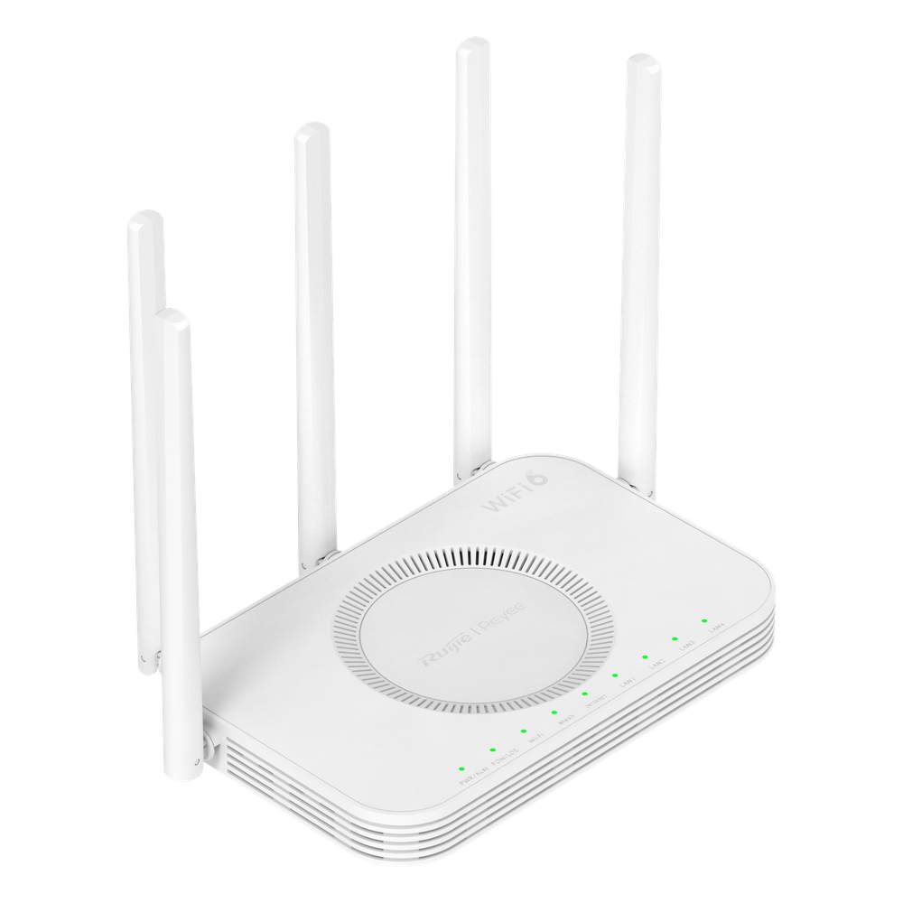 Router ONU GPON/EPON Wi-Fi 6 / 3000 Mbps (2.4 GHz + 5 GHz) / Puerto PON SC/UPC / 4 Puertos Gigabit LAN/WAN / Puerto USB 2.0 / 5 Antenas Externas / Mesh / 192 Clientes