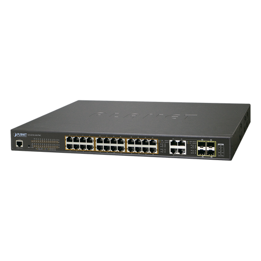 Switch Administrable L2, 24 puertos 10/100/1000T c/Ultra PoE + 4 puertos combo Gigabit TP/SFP, (600W)