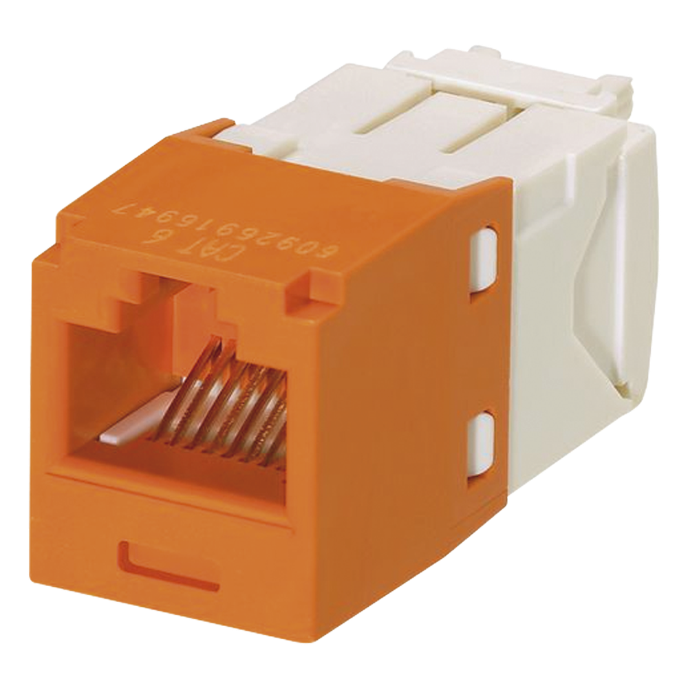 Conector Jack RJ45 Estilo TG, Mini-Com, Categoría 6, de 8 Posiciones y 8 Cables, Color Naranja