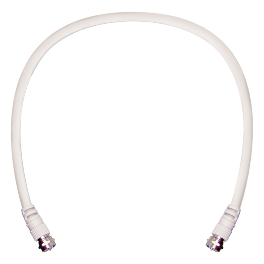 Jumper Coaxial con Cable Tipo RG-6 en Color Blanco de 60.96 Centímetros (24 Pulgadas) de Longitud y Conectores F Macho en Ambos Extremos. 75 Ohm de Impedancia.