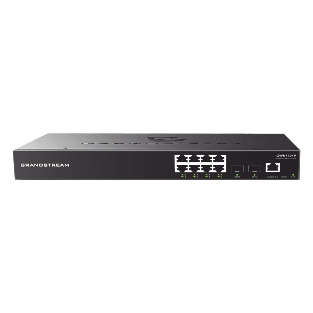 Switch PoE+ Gigabit Administrable / 8 puertos 10/100/1000 Mbps + 2 Puertos SFP Uplink / Hasta 120W / Compatible con GWN Cloud.